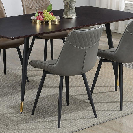 Brassie Upholstered Swivel Dining Side Chair Set of 2 – Gray Fabric with Plush Scooped Seat, Quilted Backrest, Cross-Stitched Details, Mid-Century Modern Style