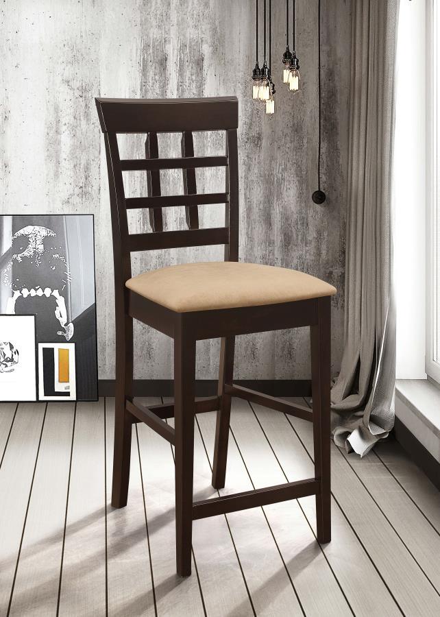 Gabriel Lattice Back Counter Chair Set of 2 in Cappuccino – Stylish Counter Height Dining Chairs with Comfortable Seat & Elegant Wooden Lattice Back Design