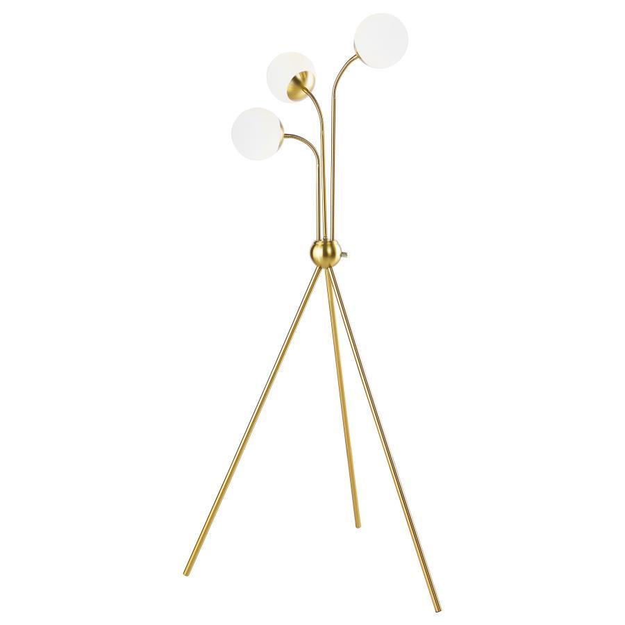 Miley Gold Spherical Bulb Tripod Tree Floor Lamp with 3 Milky White Globes, Mid-Century Modern Multi-Directional Lighting for Living Room or Bedroom