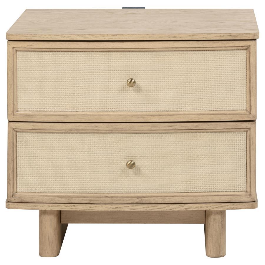 Kailani - 2-Drawer Nightstand Bedside Table - Beige Oak