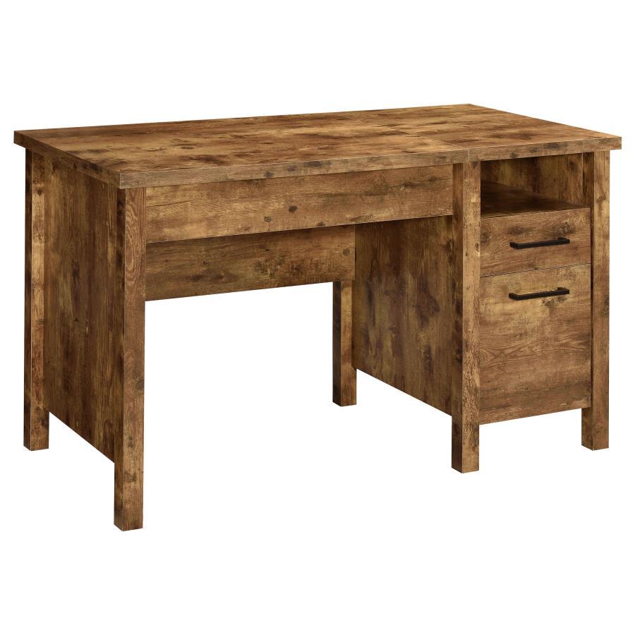 Delwin 2-Drawer Lift Top Computer Desk – Rustic Nutmeg Finish with Storage Drawers, Lift-Top Design, and Block Legs for Home Office