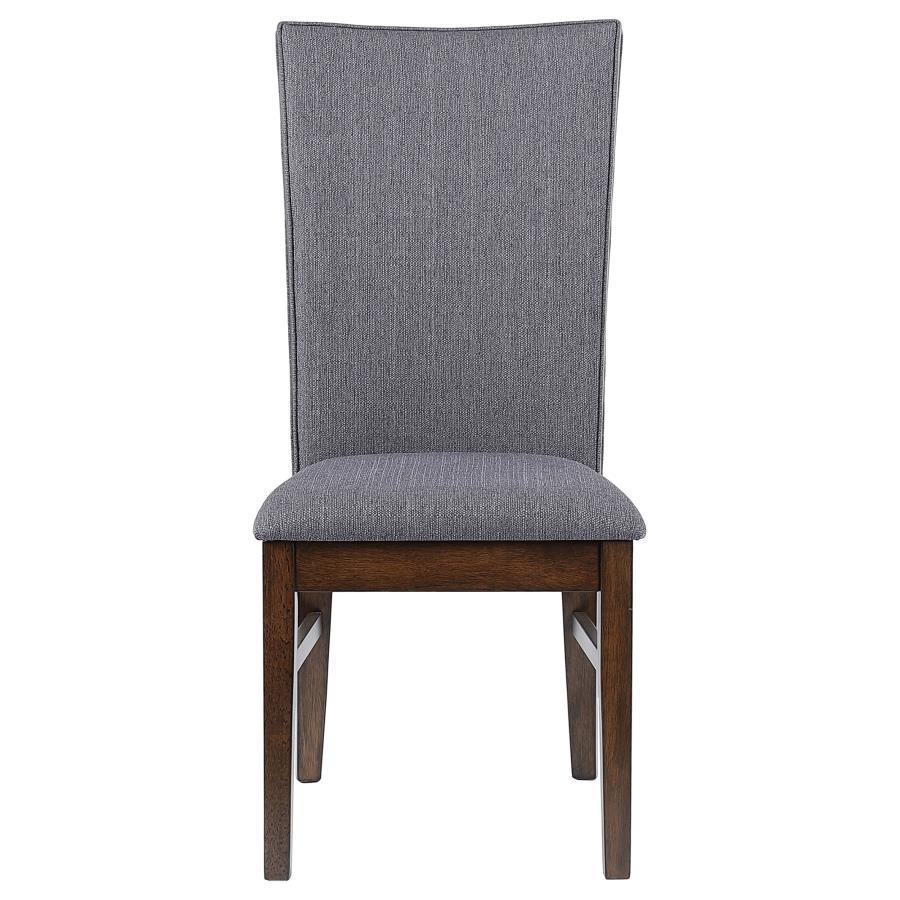 Sherwood Upholstered Dining Side Chair Set of 2 - Gray Fabric, Curved Back, Asian Hardwood Frame, Comfortable Elegant Modern Seating