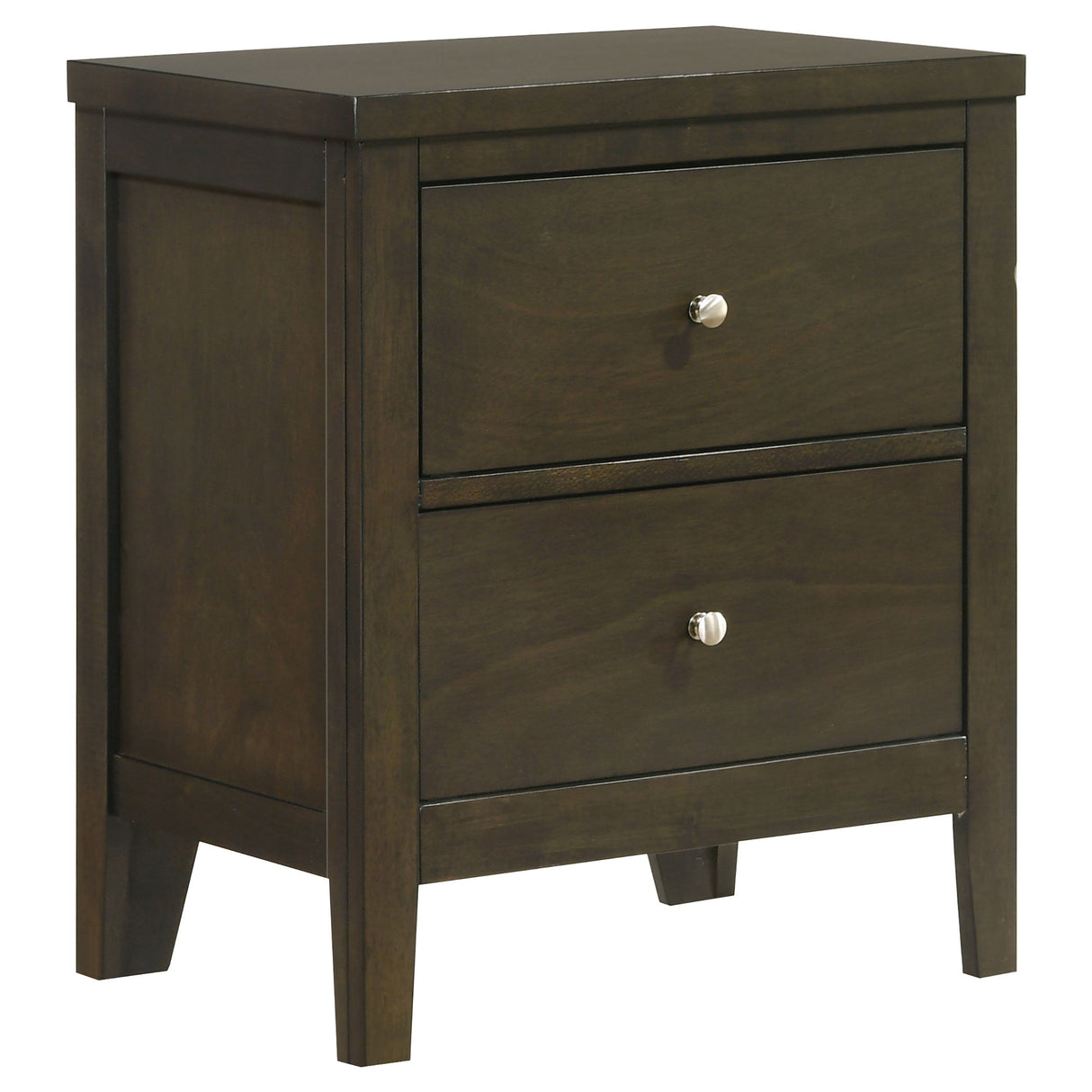 Wilkes 2-Drawer Nightstand Bedside Table in Dark Cocoa – Contemporary Bedroom Furniture with Brushed Nickel Hardware, Smooth Glides, and Durable Construction