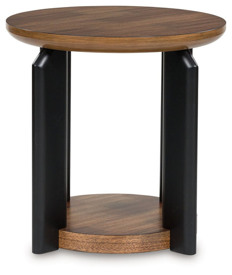 Kraeburn - Round End Table - Brown / Black