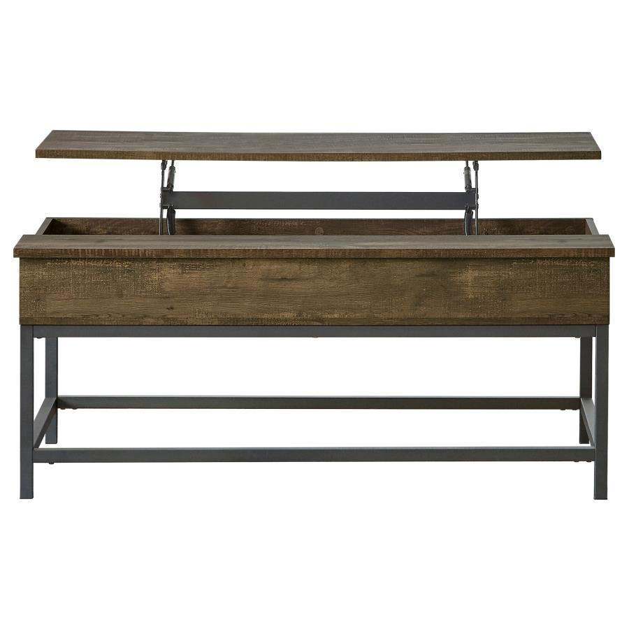 Byers - Engineered Wood Lift Top Coffee Table - Brown Oak with Hidden Storage and Adjustable Height – Modern Rustic Design for Living Room or Home Office