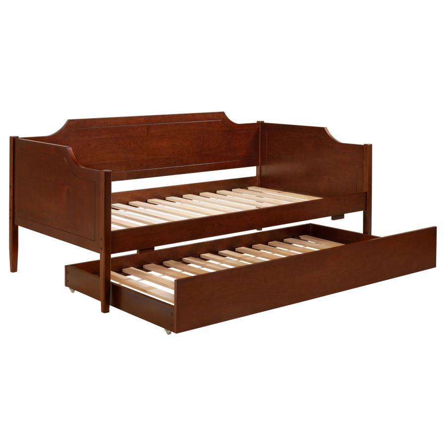 Redding Wood Twin Daybed with Trundle – Cherry Finish, Asian Hardwood & MDF Construction, Classic Camelback Design, Extra Sleeping Space, Guest Room Furniture