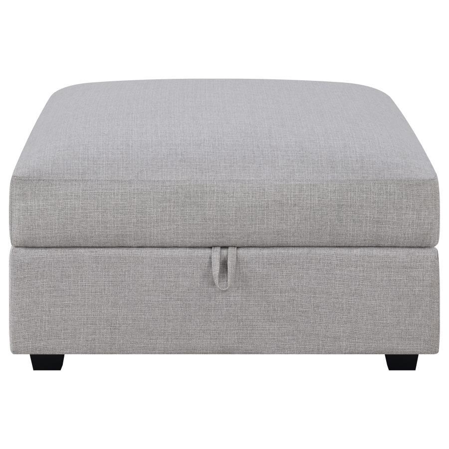 Cambria - Square Upholstered Storage Ottoman in Light Gray Fabric with Hidden Storage, Modular Design, Footrest or Seating - 39"W x 39"D x 21"H