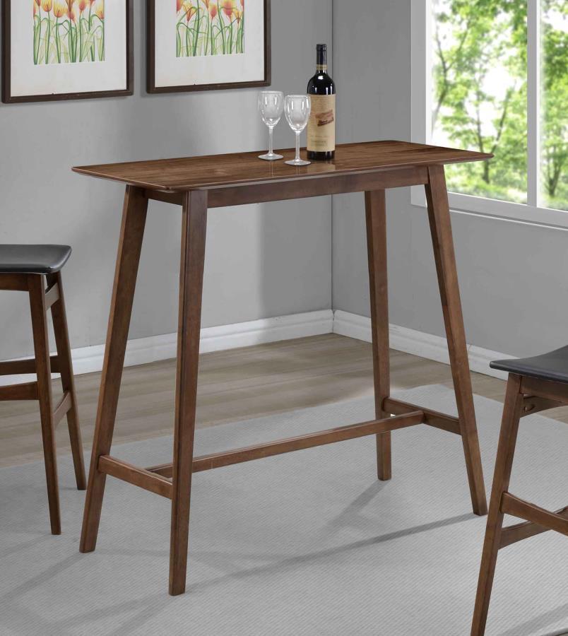 Finnick Rectangular Pub Height Bar Table in Walnut – Mid-Century Modern Solid Hardwood & Veneer Design with Spacious Tabletop for 4–6 Guests