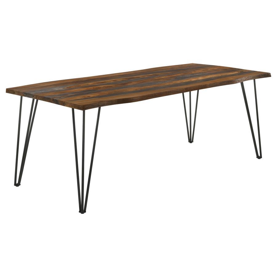 Neve Live Edge Dining Table – Gray Sheesham Wood Top, Industrial Gunmetal Hairpin Legs, Rustic Modern Style, Spacious 80-Inch Dining Table
