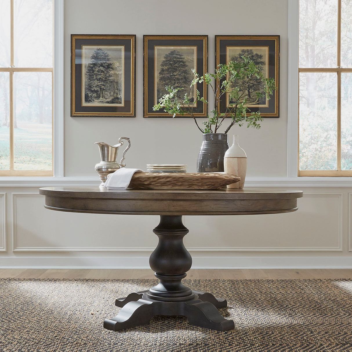 Americana Farmhouse - Pedestal Table - Dark Brown