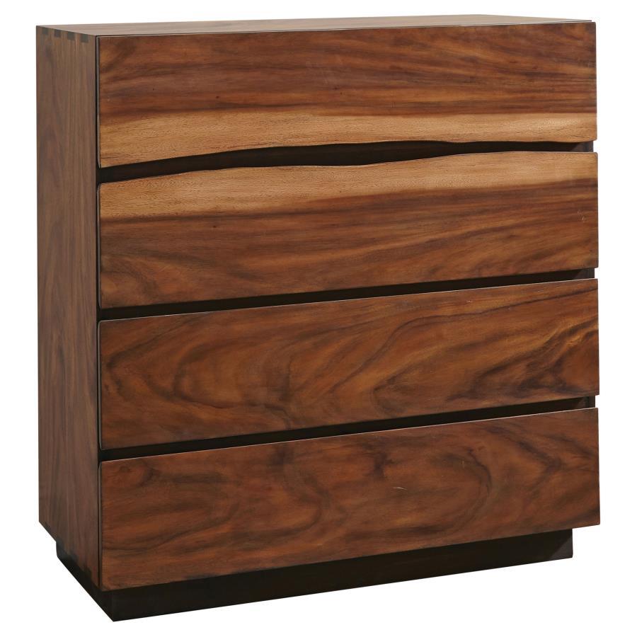 Winslow 4-Drawer Bedroom Chest – Smokey Walnut Finish with Coffee Bean Accents, Washed-Out Highlights, Spacious Storage Drawers, Master Bedroom Dresser