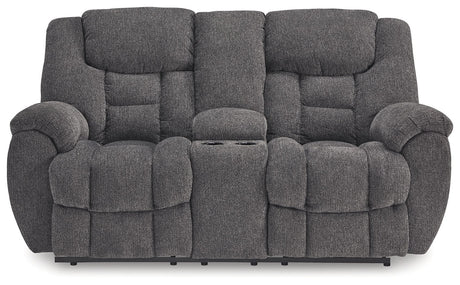 Foreside - Dbl Reclining Loveseat with Console - Charcoal