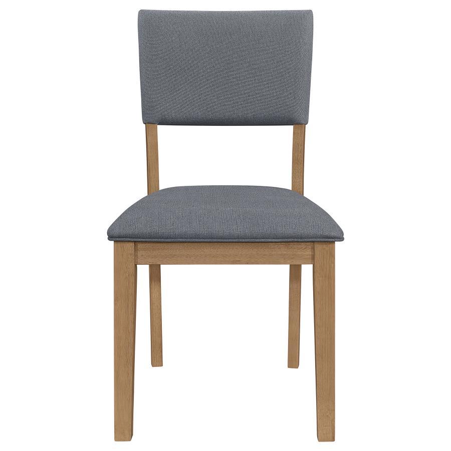 Sharon Fabric Upholstered Dining Side Chair Set of 2 – Brown Linen-Like Upholstery, Light Brown Frame, Modern Farmhouse Style, Comfortable Dining Seating