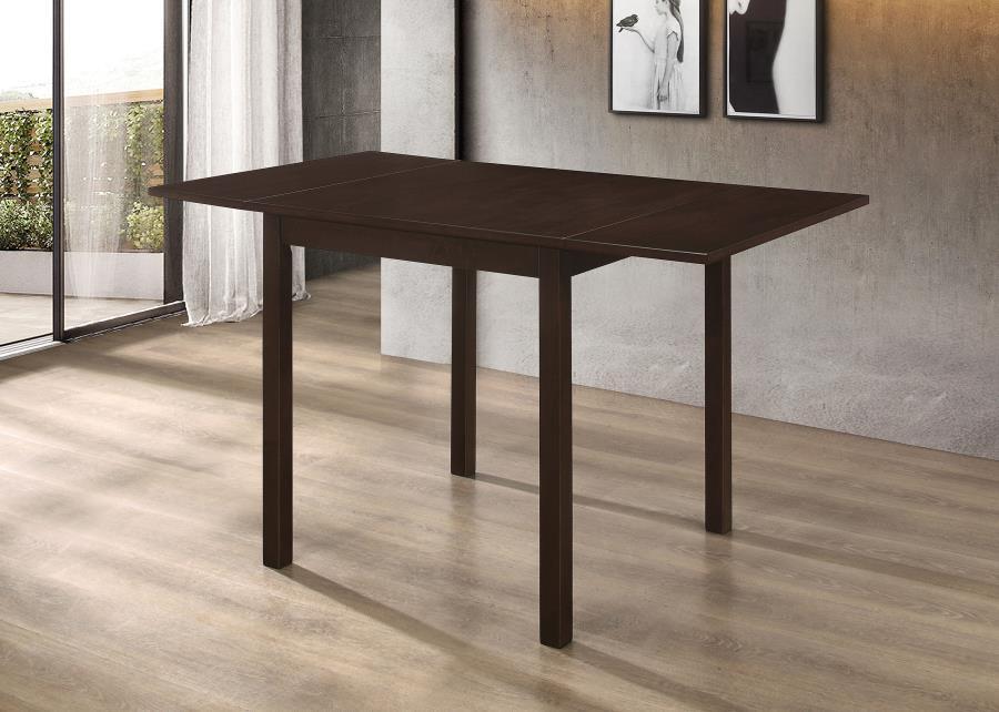 Kelso Rectangular Extension Dining Table – Cappuccino Finish with Foldable Ends, Sleek Modern Design, and Space-Saving Functionality