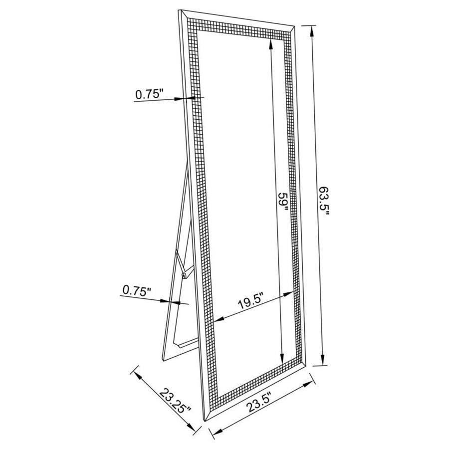 Giddish Full Length Standing Floor Mirror with Silver Frame, Crystal Inlay Trim & Easel Back – Modern Glam Rectangular Cheval Design