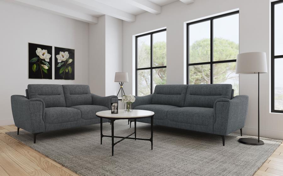 Nolan - 2 Piece Upholstered Sofa Set - Charcoal