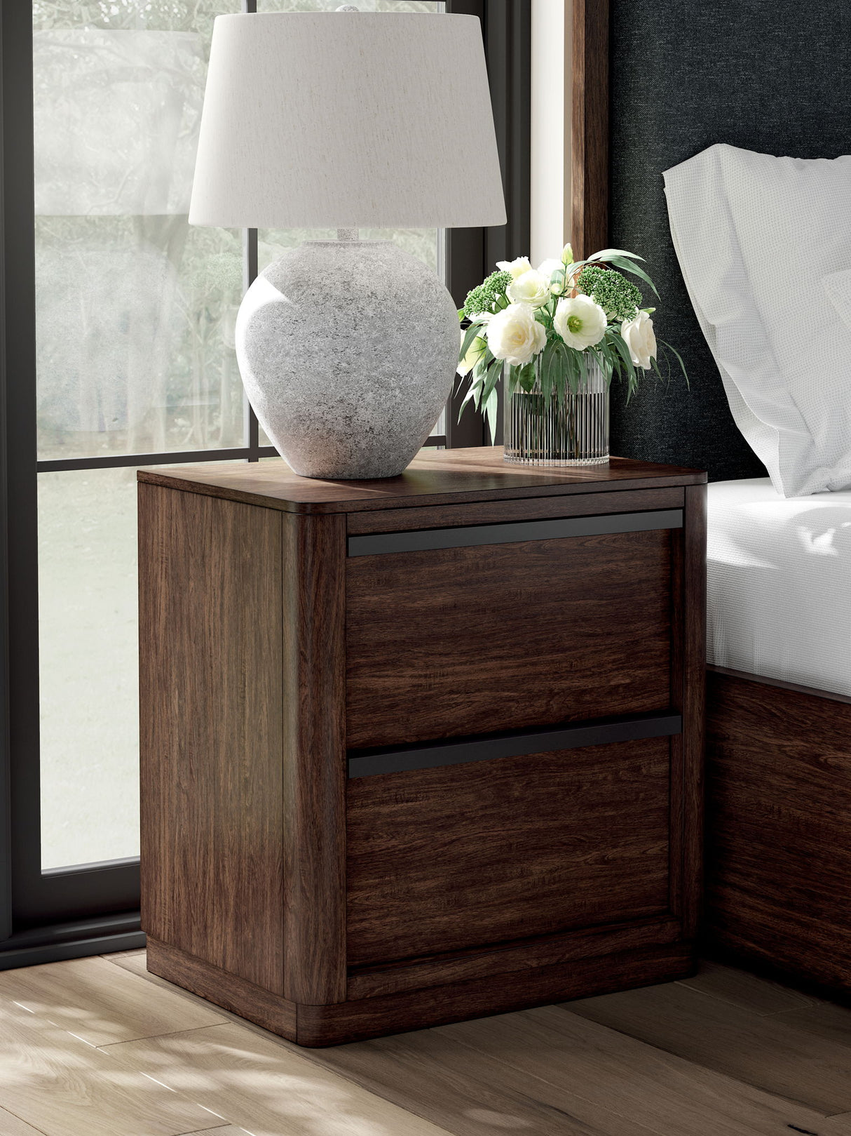 Dilenno - Two Drawer Night Stand - Dark Brown