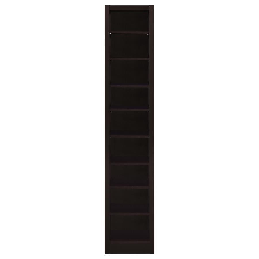 Eliam 8-Shelf Bookcase in Cappuccino – Rustic Modern Wooden Bookshelf with Ample Storage for Living Room, Office, and Home Decor Organization