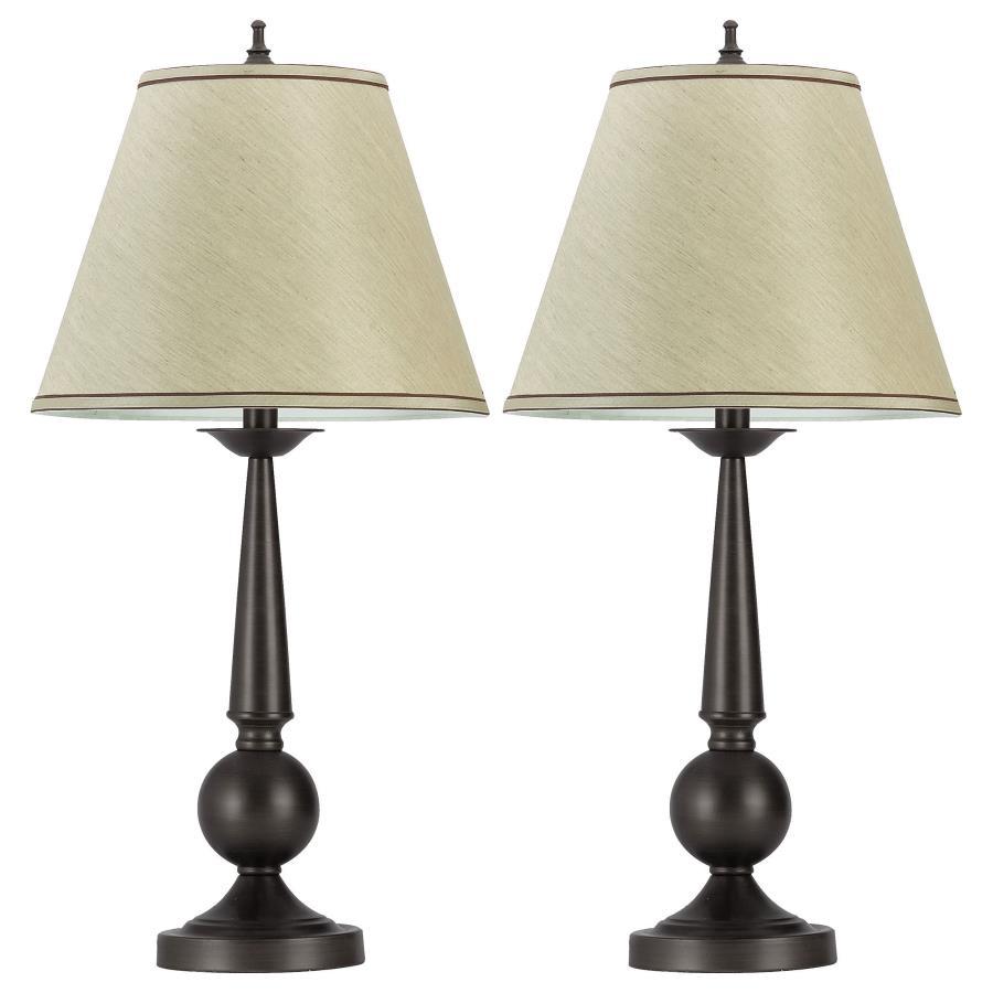 Ochanko Empire Shade Table Lamp Set of 2 – Bronze Base with Beige Empire Shades, Classic Bedside Accent Lighting for Traditional Décor