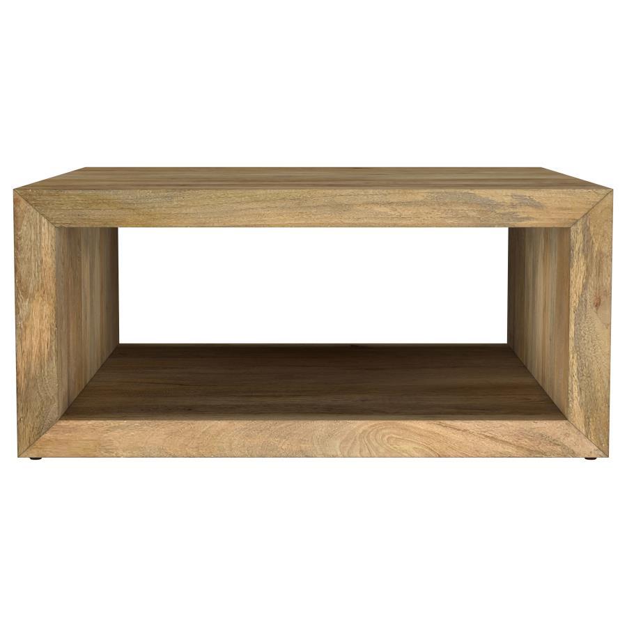 Benton Square Solid Mango Wood Coffee Table in Natural – 39" x 39" Accent Cocktail Table with Durable Construction and Timeless Style