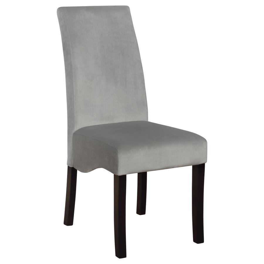 Stanton Upholstered Dining Side Chairs Set of 2 – Gray Fabric Seating, Flared Back, Padded Comfort, Modern Contemporary Wood Frame