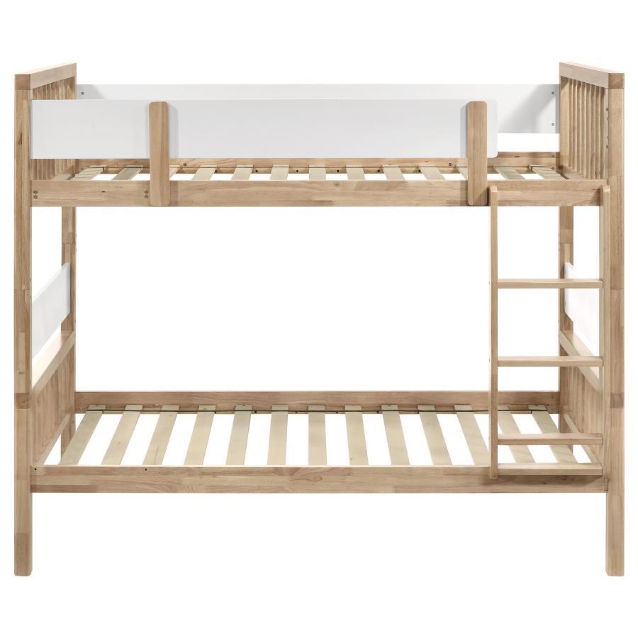 Dakota Wood Twin Over Twin Bunk Bed – Versatile, Multi-Configuration Design in Natural Wood, Solid Rubberwood & MDF, Ideal for Kids’ Rooms