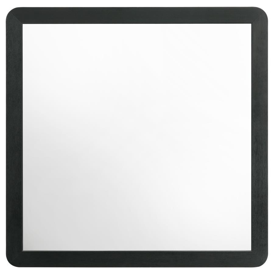 Cavelle Dresser Mirror in Black – Modern Framed Mirror with Rounded Corners, Flat Glass, Direct Dresser Mount, Durable Melamine Finish, and Elegant Contemporary Style