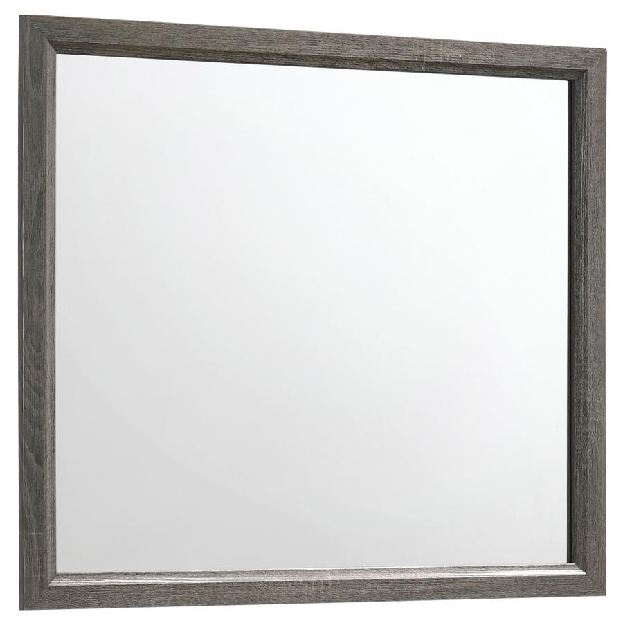 Watson Dresser Mirror – Gray Oak Mid-Century Modern Design, Square Frame, Oak Grain Finish, Sleek Silhouette, Bedroom & Vanity Wall Mirror
