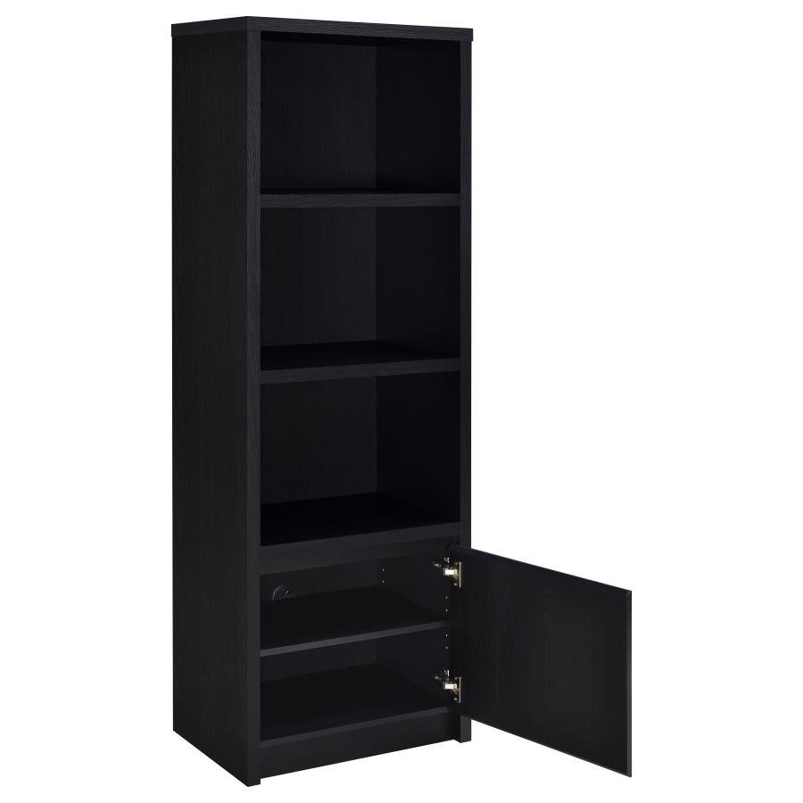 Winfield - 3-Shelf Media Tower Entertainment Pier - Black - Modern Storage Cabinet with Open Shelves and Concealed Bottom Compartment