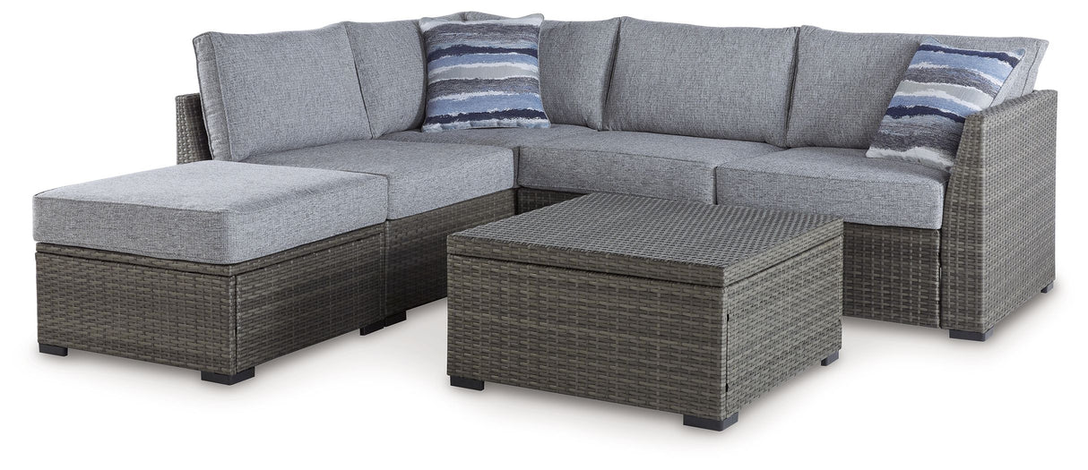 Petal Road - Loveseat Sectional, Ottoman, Table Set (Set of 4) - Gray