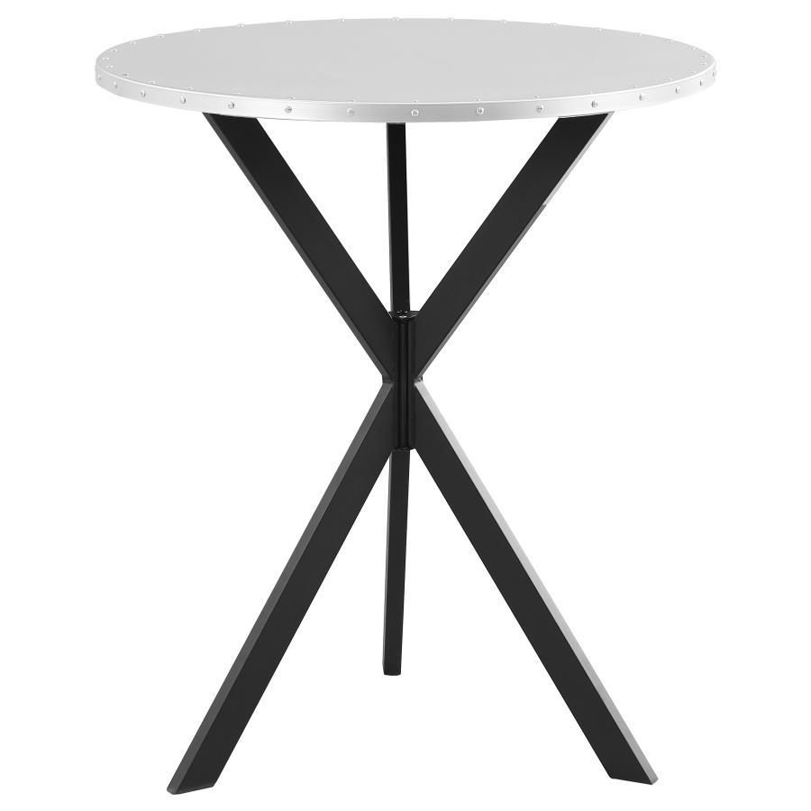 Kenzo Round Galvanized Steel Bistro Bar Table – Silver | Durable Outdoor Patio Furniture | Weather-Resistant Metal High Top Table for Garden or Café