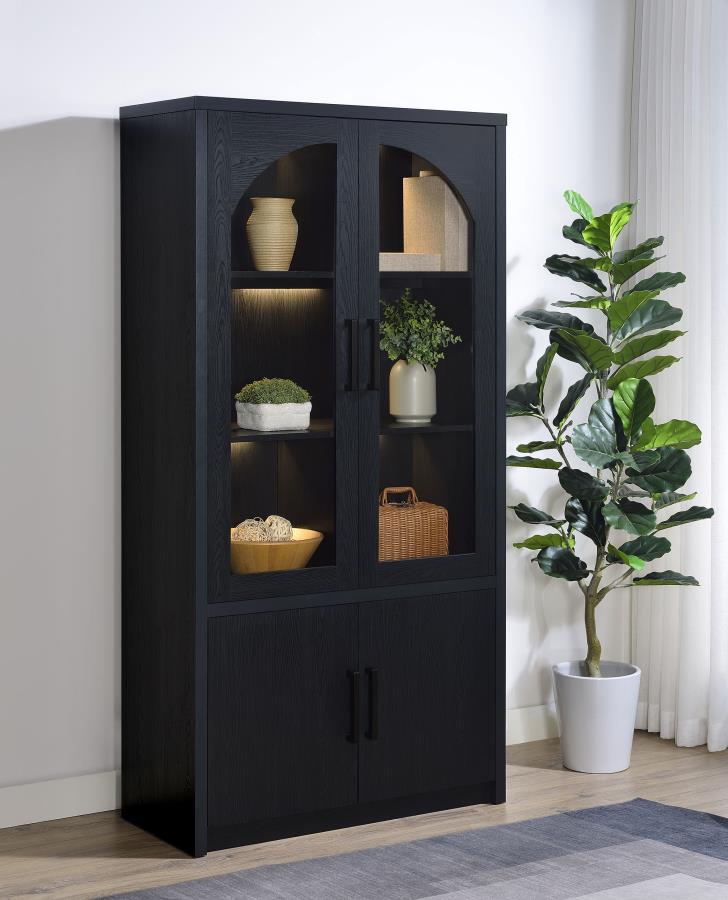 Riva - 4-Door Tall Accent Display Cabinet LED Lighting - Black