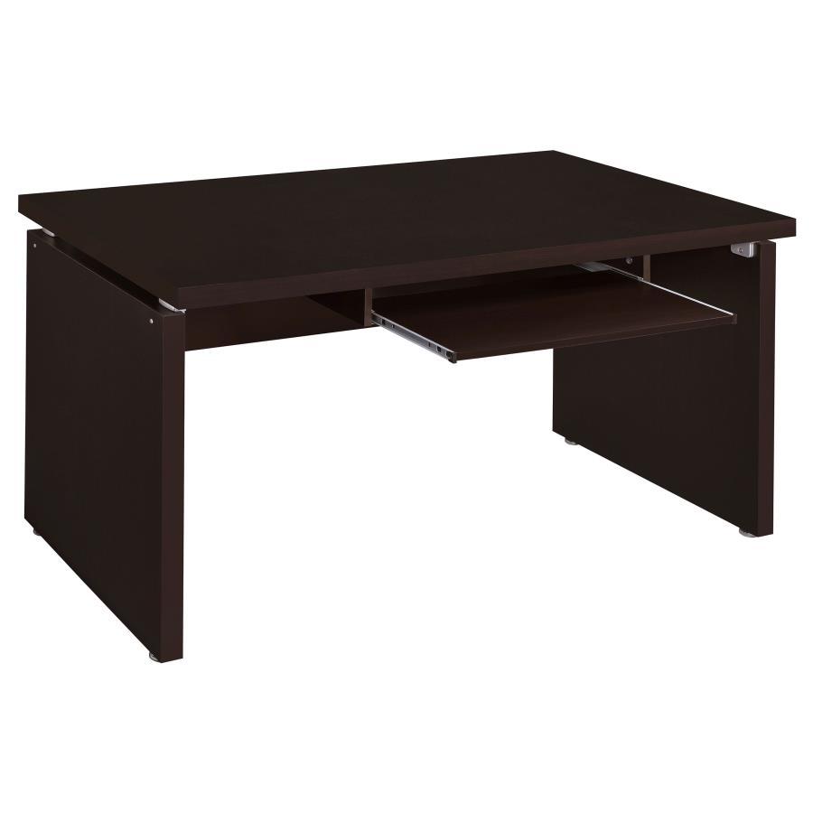 Skylar Computer Desk with Keyboard Drawer – Cappuccino Finish, Modern Home Office Desk, Floating Top Design, Functional Workspace
