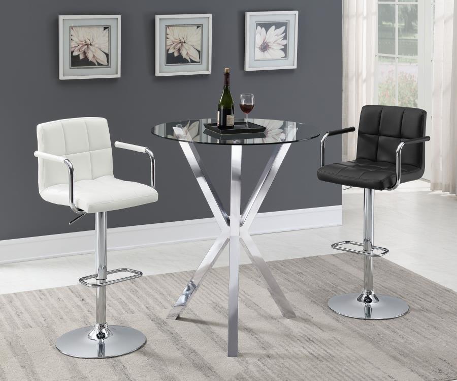Denali Round Glass Top Bistro Bar Table – Chrome Finish, X-Shaped Base, Sleek Modern Design, Stylish Kitchen or Breakfast Nook Accent Table