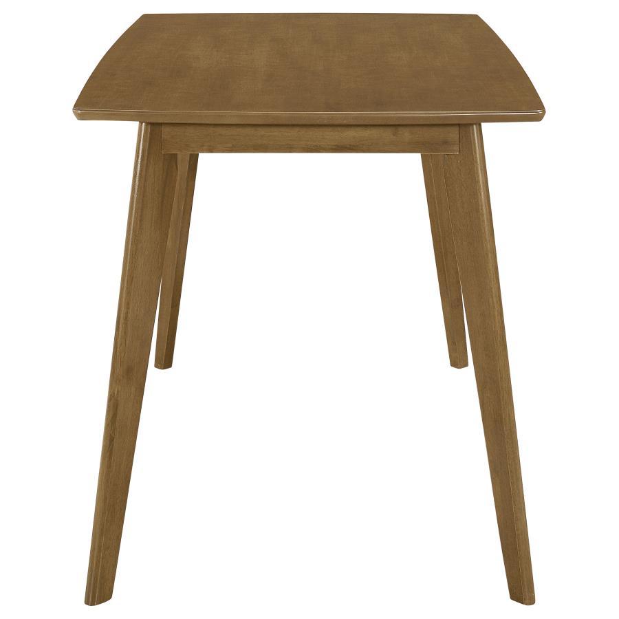 Kersey 5 Piece Rectangular Dining Table Set in Chestnut – Mid-Century Modern Wood Table with 4 Leatherette Chairs for Stylish Small Spaces