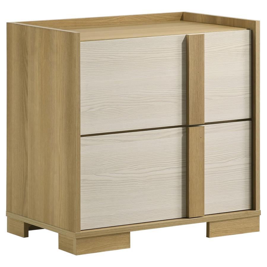 Hyland 2-Drawer Nightstand Bedside Table – Natural Finish with Contemporary Italian Design, Smooth-Glide Drawers, and Stylish Bedroom Storage