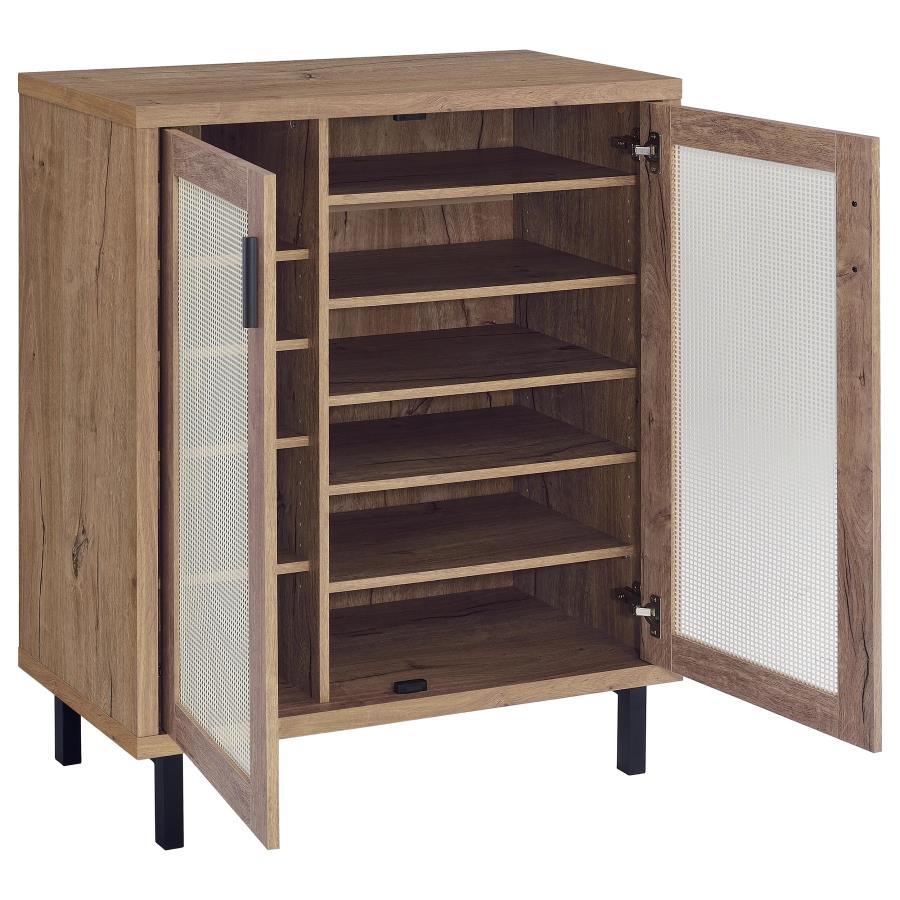 Teller 2-Door Shoe Storage Cabinet – Natural Oak Finish with Dual Doors, Spacious Interior for Organized Footwear, Modern Entryway or Closet Storage