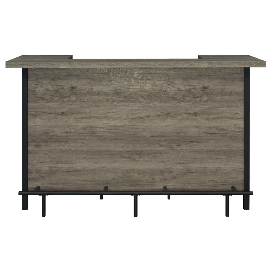 Bellemore Freestanding Home Bar Wine Cabinet in Gray Driftwood – Rustic U-Shape Design with 12-Bottle Storage & Stemware Racks