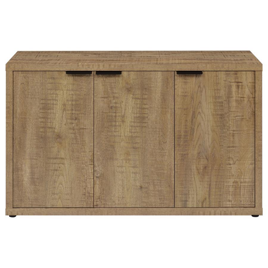 Pepita 3-Door Engineered Wood Accent Cabinet – Mango Brown Rustic Finish, Industrial Hardware, Adjustable Shelves, Modern Storage for Living Room