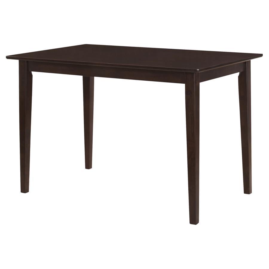 Gomez 5-Piece Rectangular Dining Table Set – Cappuccino Finish, Classic Tapered Legs, Vertical Slat Back Chairs, Wooden Seats, Traditional Dining Room