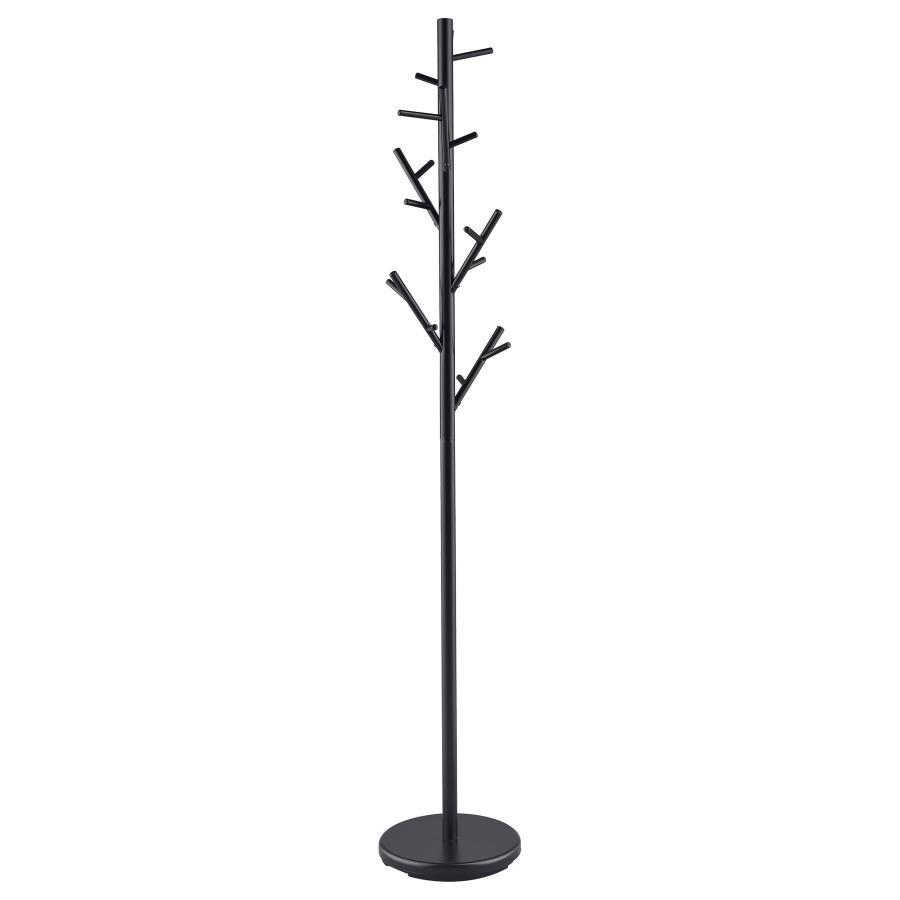 Clover 18-Hook Freestanding Metal Coat Rack Hat Hanger – Modern Tree-Inspired Vertical Stand with Round Weighted Base for Coats, Scarves, Bags