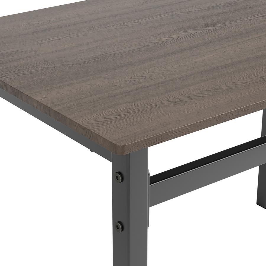Lana 5-Piece Rectangular Dining Set – Dark Brown Wood Tops, Black Metal Frame, Industrial Modern Design, Scratch-Resistant, Compact 64 lb