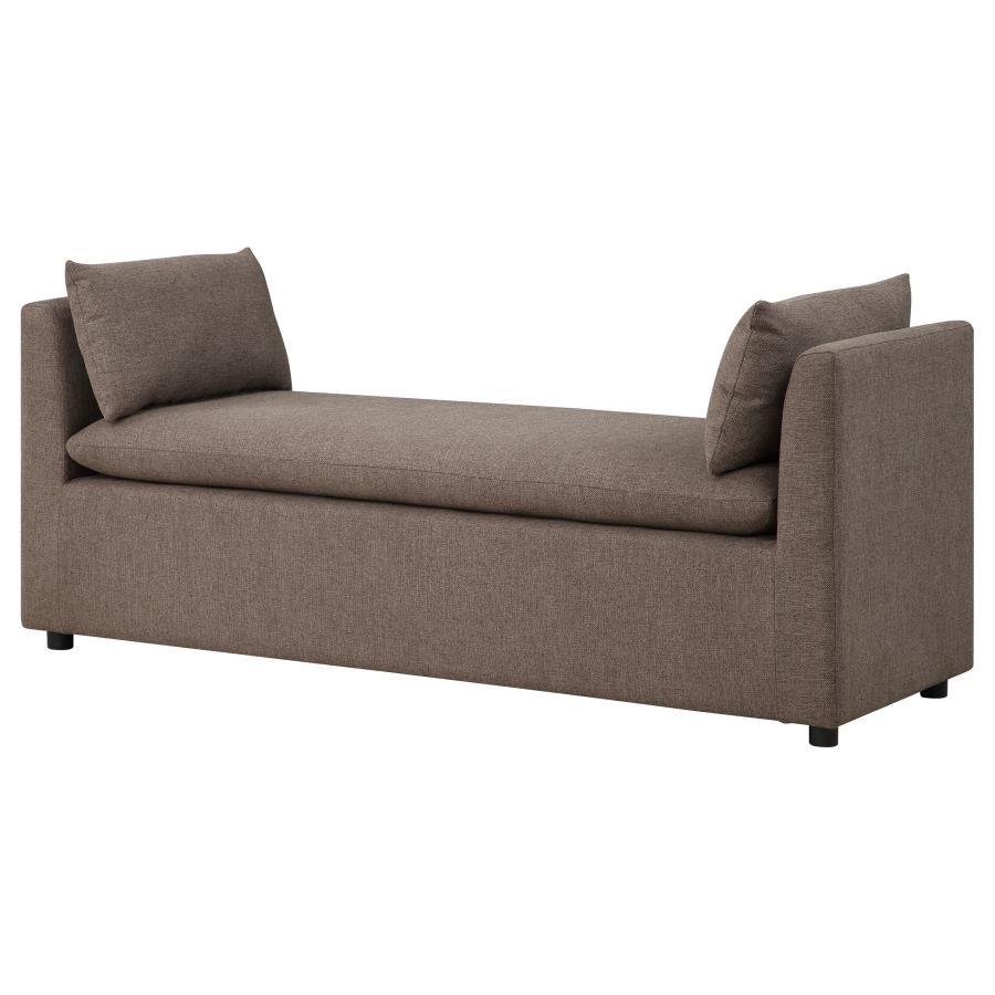 Robin Upholstered Accent Bench with Armrests – Stylish Brown Seating Bench with Foam Cushion, Modern Design for Living Room or Entryway