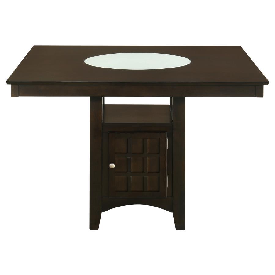 Gabriel Counter Height Dining Table – Square Cappuccino Finish, Built-In Base Storage, Sturdy Wood Construction, Modern Design for Kitchen or Dining Room