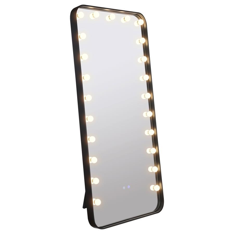 Canton LED Standing Mirror with Bluetooth Speakers – Black Metal Frame, Hollywood Globe Lights, Tall Full-Length Mirror for Bedroom or Dressing Area
