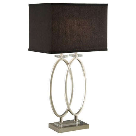 Izuku Rectangular Shade Table Lamp Brush Nickel – Modern Crystal Base Accent Lamp for Living Room, Bedroom, Office, Contemporary or Transitional Decor