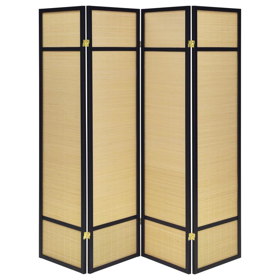 Pearce 4-Panel Bamboo Room Divider Folding Screen – Eco-Friendly Natural Wood Privacy Screen with Lightweight, Foldable Design for Home & Office