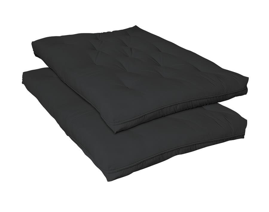 7" Deluxe Futon Pad in Black – Plush, Firm Multi-Layer Cushion with Cotton Batting and Steel Support for Comfortable Sleep and Relaxation