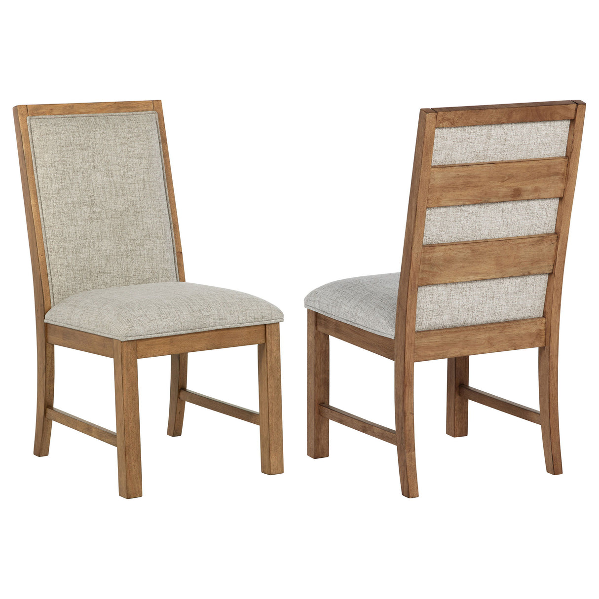 Bruner Upholstered Dining Side Chair Set of 2 - Brown Fabric Seat with Padded Ladder Back, Comfortable Modern Wooden Frame Chairs for Kitchen or Dining