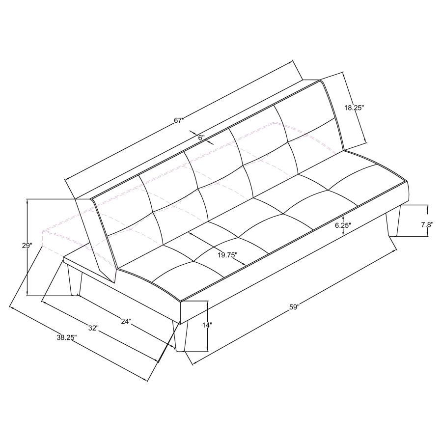 Katrina Upholstered Tufted Convertible Sofa Bed in Black – 67-Inch Modern Sofa Bed with High-Density Foam, Leatherette Upholstery, and Sinuous Spring Support